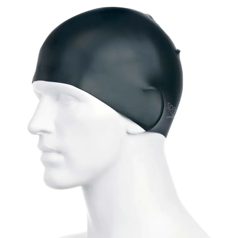 Speedo Plain Moulded Silicone Cap Black-2